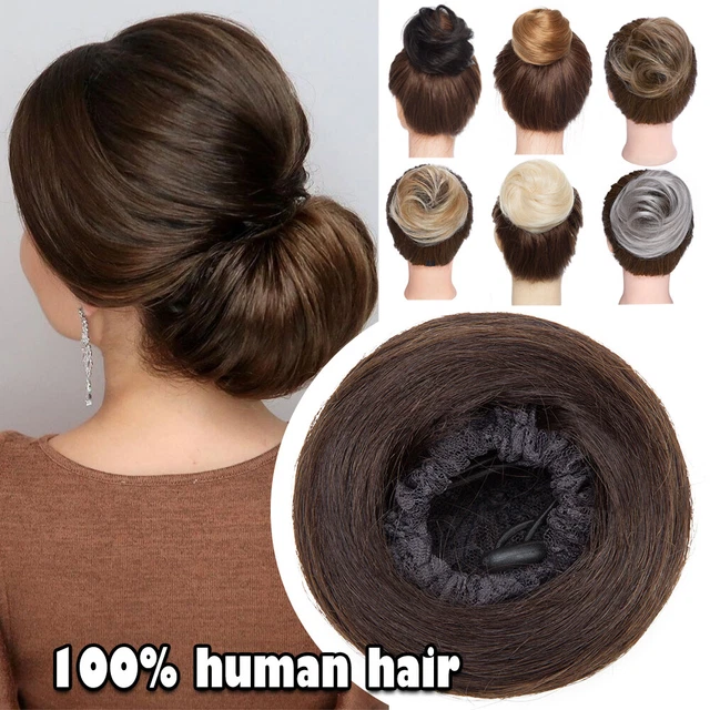 Thick REAL REMY HUMAN HAIR Messy Bun Piece Cover Scrunchie Updo Wrap Extensions