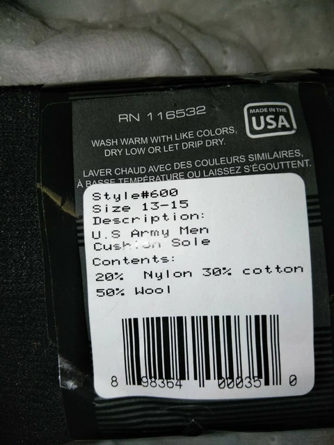 Chaussettes bottes Fox Army neuves en argent noir taille 13-15 fabriquées aux États-Unis 2