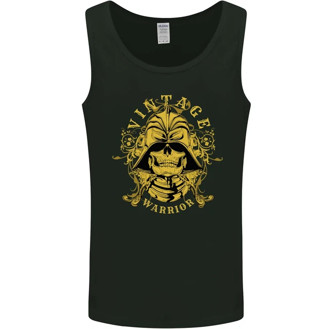 Vintage Warrior Samurai Bushido MMA Skull Mens Vest Tank Top