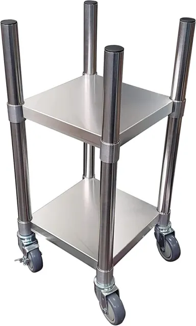 Commercial Stainless Steel Rice Warmer Cart Stand with Wheels 14" x 14"