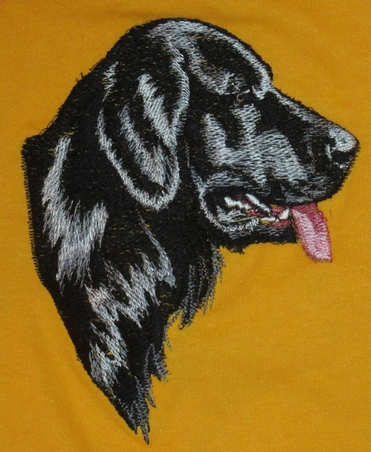 Embroidered Short-Sleeved T-Shirt - Flat-Coated Retriever BT3512