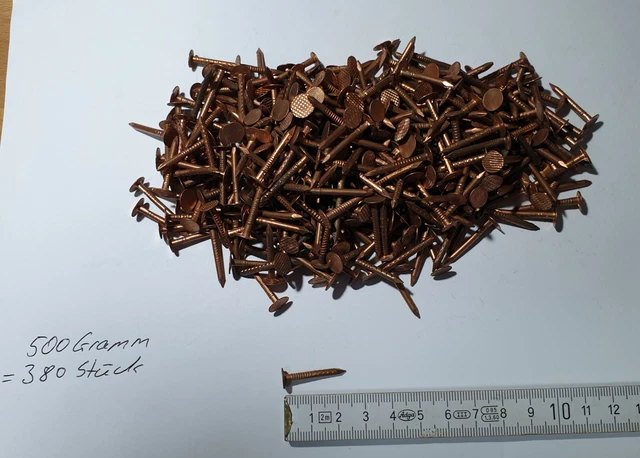 (18 € ) 500 g Dachpappstifte KUPFER 2,5 x 20 bzw. 25 mm, Kupfernägel, Nägel 