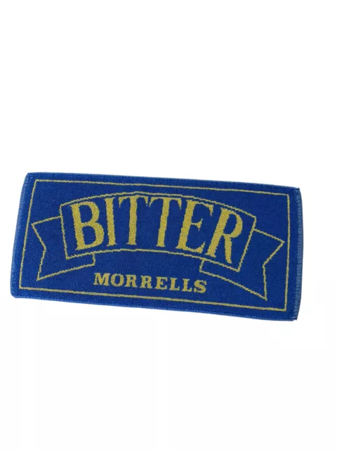 Vtg Bitter Morrells Beer Bar Towel 7.5” X 16.5”Advertising Blue NICE Bar Decor