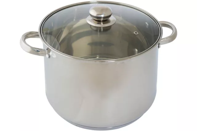 DESKI Edelstahl Kochtopf 10 L 26 cm mit Glas Deckel Großraumtopf Kochen Braten
