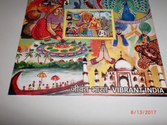 India Stamps - Souvenir  Sheet  "Vibrant India"- 2016 - One Gum Stamp - Rs.25/- 3