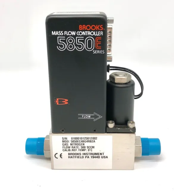 Brooks Instrument 5850E Mass Flow Controller N2 Gas 500 SCCM 5850EC4BG4RB2A
