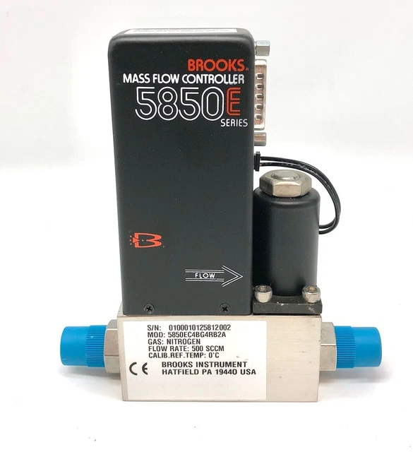 Brooks Instrument 5850E Mass Flow Controller N2 Gas 500 SCCM 5850EC4BG4RB2A Brooks Instrument 5850E Mass Flow Controller N2 Gas 500 SCCM 5850EC4BG4RB2A