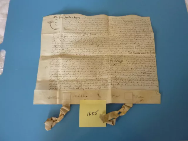 VELLUM DOCUMENT – 1685 (In the 25th year of the Reign of Charles II)