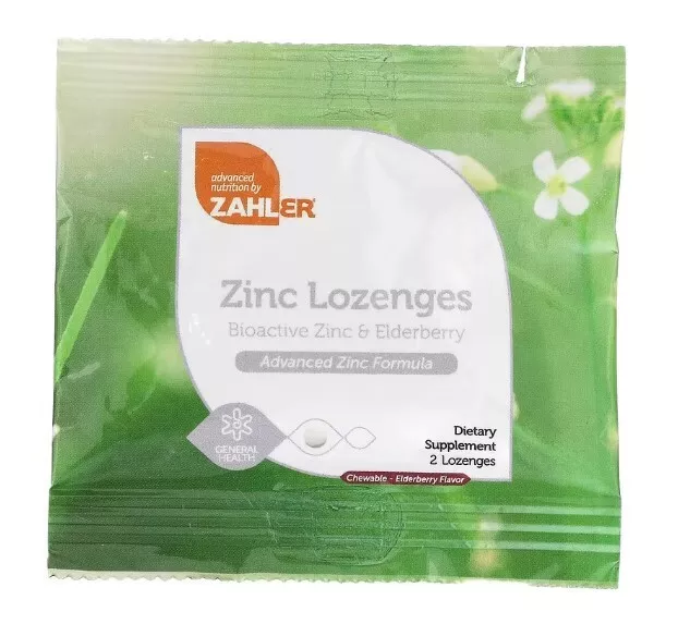 Zahler - Zinc Lozenges - Bioactive Zinc & Elderberry - 2 Lozenges - Exp: