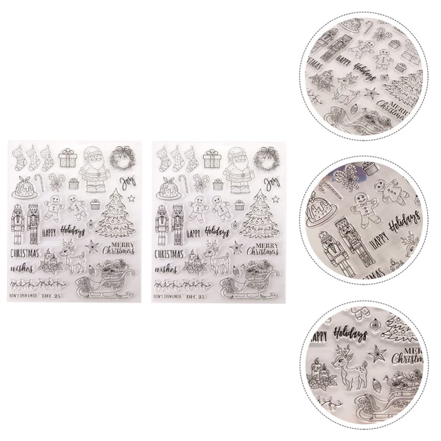 2 Pcs Christmas Stamp Party Favor Santa Clear Crafts Scrapbook