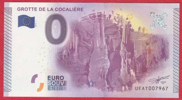 N°19 Rare Billet 0 Euro Souvenir 2015 Grotte De La Cocaliere –Neuf-Numero 007967