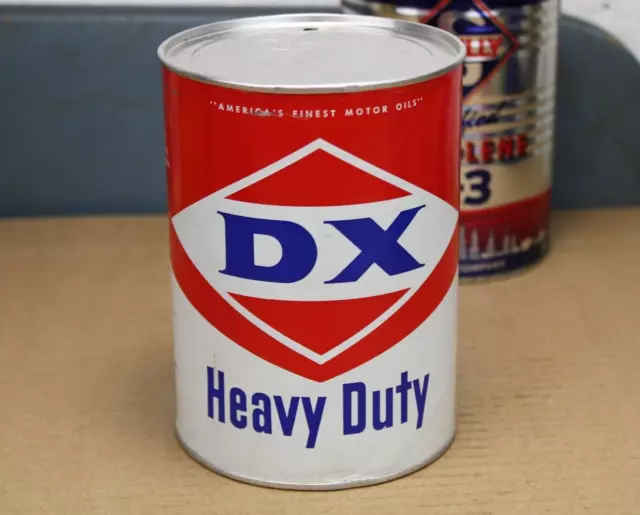 GREAT SHAPE ~ 1960s era DX HEAVY DUTY MOTOR OIL Old 1 quart Can