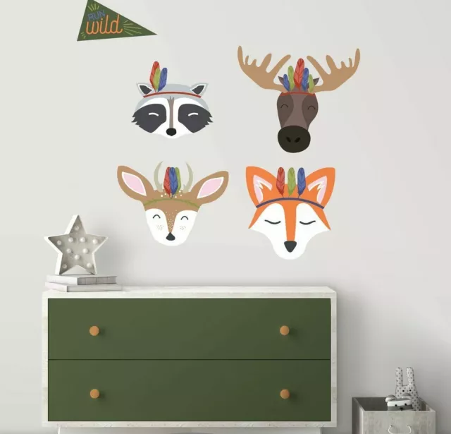 RoomMate Sleepy Woodland Animals Peel And Stick Giant Wall Decals Deer Moose Fox