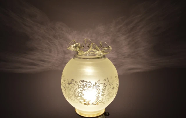 Vintage Victorian 8" Acid Etched Frosted Glass Lamp Shade Ruffle 4" Fitter Wow! 2