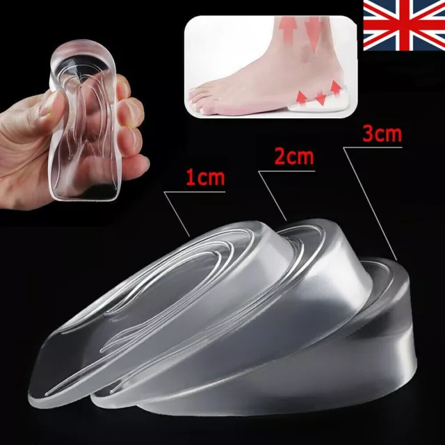 1 Pair Silicone Heel Lift Taller Shoe Inserts Height Increase Insoles Pads UK