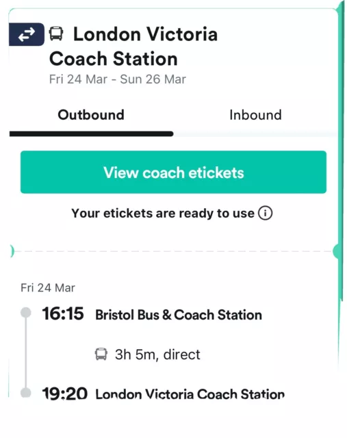 National Express Coach ticket Bristol-London Return