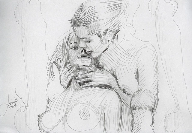 Imagen de dibujo de figura erótica desnuda Original (30x21) cm0993 PL