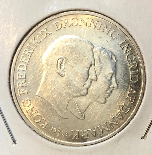 1953 Denmark 2 Kroner HIGH GRADE Silver Coin~KM#844~ Mintage-151,710 Only