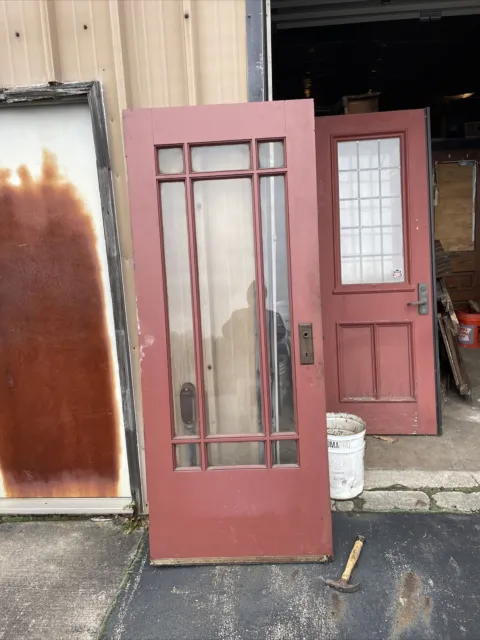 CM 795 antique pine painted entrance door 31 5/8 x 78 x 1.75.