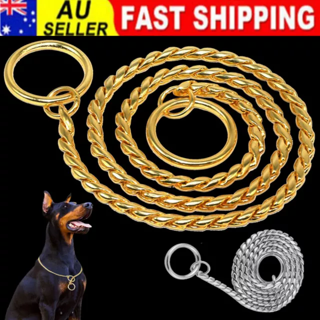 Stainless Steel Puppy Dog Pet Choke Collar Metal P Chain Slip Training Choker