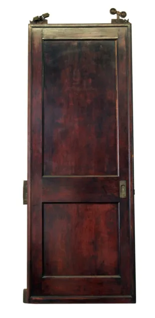Antique 2 Pane Dark Wood Pocket Door 96 x 36