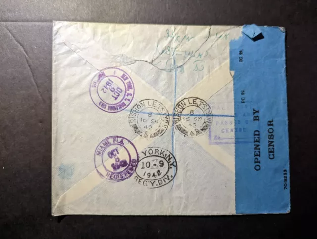 1942 Registered Palestine Cover Rishon Le Tsiyon to Bronx NY USA 2