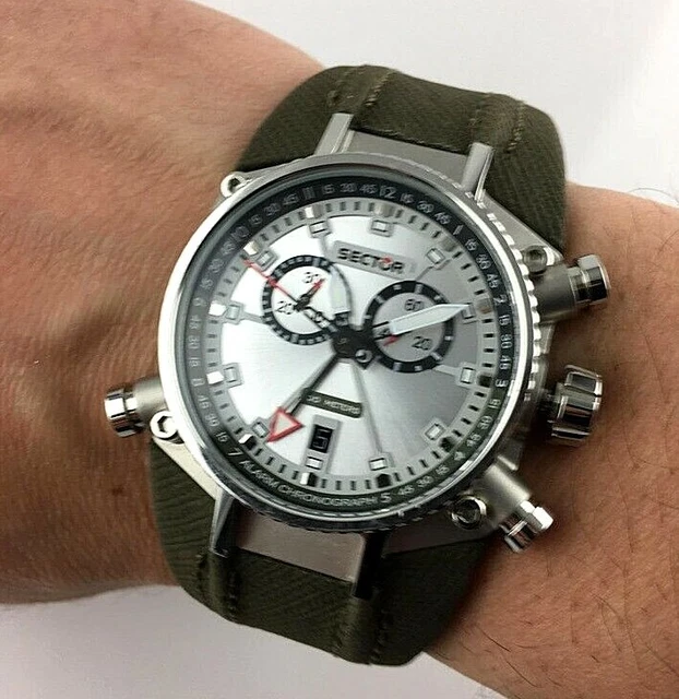 OROLOGIO SECTOR 42195 Chrono Alarm Swiss Uomo Sport New Old Stock