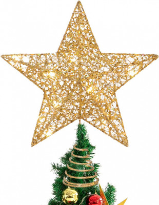Happylohas Christmas Tree LED Stella Albero di Natale Topper 6,7 Pollici-Luce Calda Puntale per Albero di Natale con filamento Decorazione per Albero di Natale 