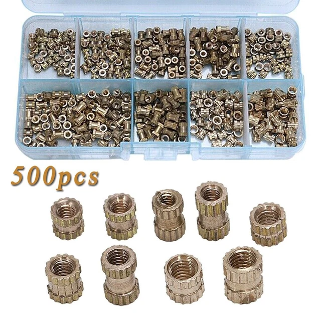 500Pcs Inserire Dado Ottone Falegnameria Resistente All' Usura Anti-oxidation