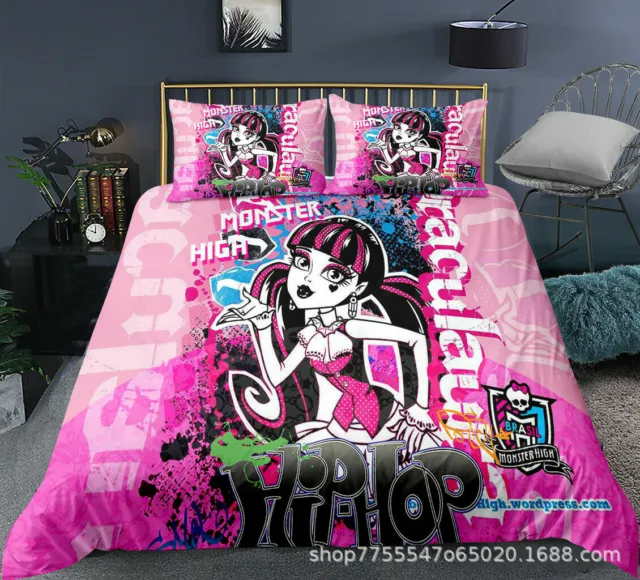 Monster High 3D Set Bedding Set Duvet Cover & Pillowcase Single/Double UK D1 3