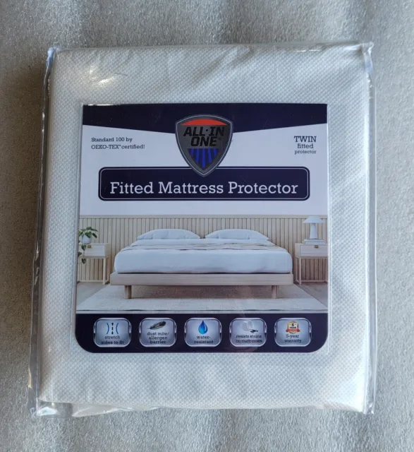 All-in-One Waterproof Fitted Mattress Protector, Twin NEW (4C)