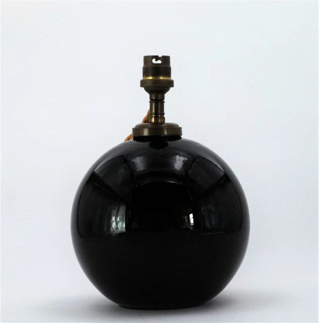 Lampe Kugel Glas Opalin Schwarz Art Déco 1930 Stil Adnet