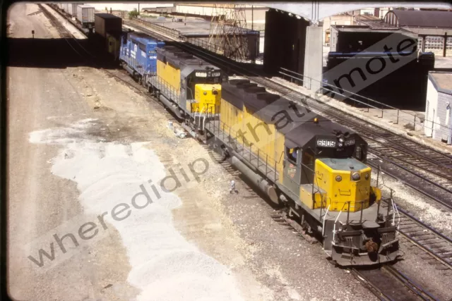 Original Slide Chicago & NorthWestern CNW 6909 EMD SD40-2 Kansas City MO 5-85
