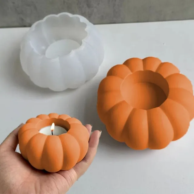 Silicone Pumpkin Candlestick Mould Smooth Pumpkin Shaped Mold  Halloween
