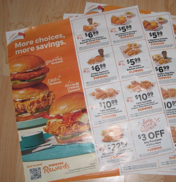 (32) POPEYES COUPONS Expire 2/25/2024 (2 Full Sheets) 1.75 PicClick