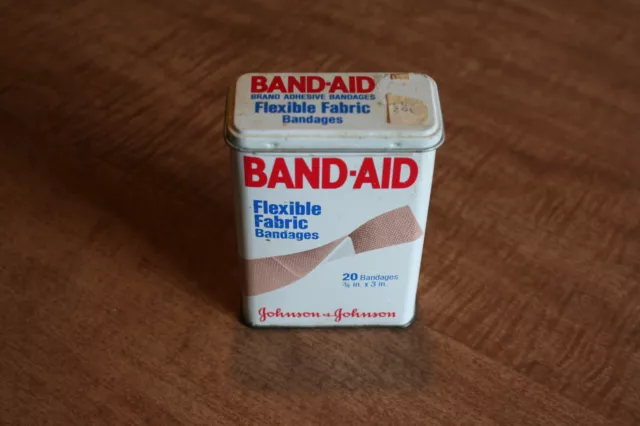 Vintage Band-Aid Flexible Fabric Empty Metal Tin Johnson & Johnson See Pix!!