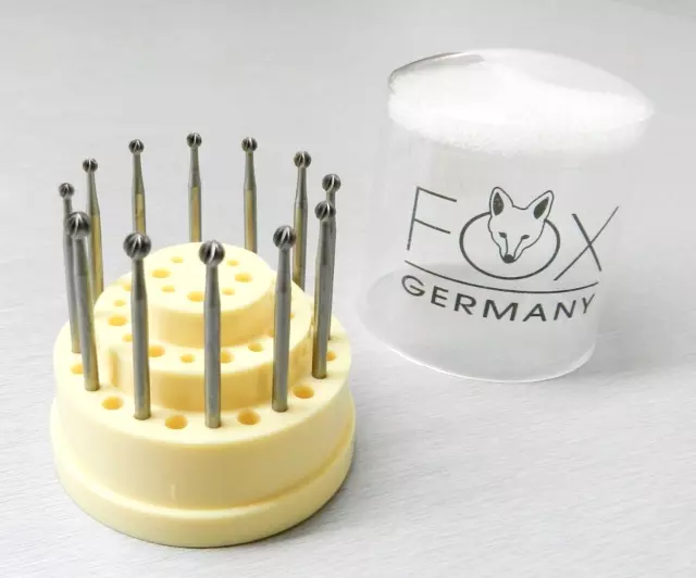 Fox Burs Fig 1 Round Set of 12 Jewelers Ball Burs Rotary Tool Bit 024-040 German