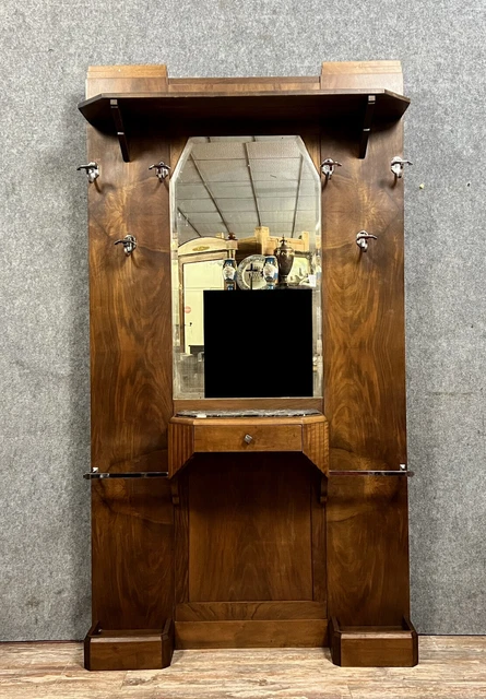 Magnifico appendiabiti in stile Art Déco in mogano del 1920-1930 circa