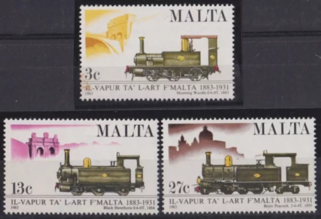 F-Ex48352 Malta Mnh 1983 Railroad Ferrocarril Railways Train Locomotive.