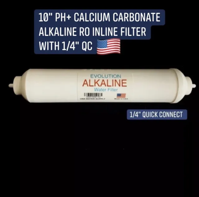 Fits APEC US MADE 10" PH+ Calcium Carbonate Alkaline RO Inline Filter 1/4" QC