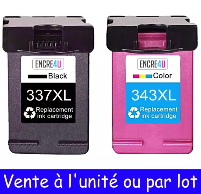 ENCRE4U - Cartouches d'encre compatibles avec HP 337 343 XL à l'unité ou par Lot