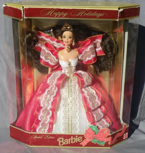 Barbie HAPPY HOLIDAYS 1997 Joyeux Noel Mattel 17832 Poupée brune boite abimée