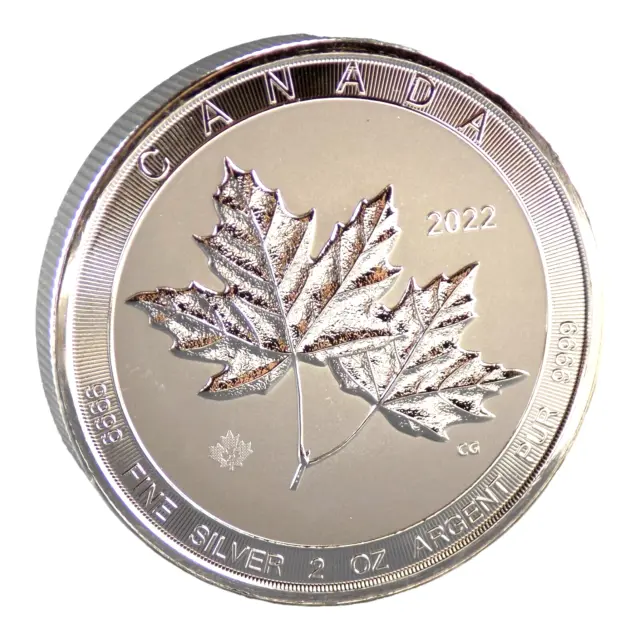 Uncirculated 2022 Canada $10 Dollar 2Oz .9999 Silver Twin Maple Leaf #6227