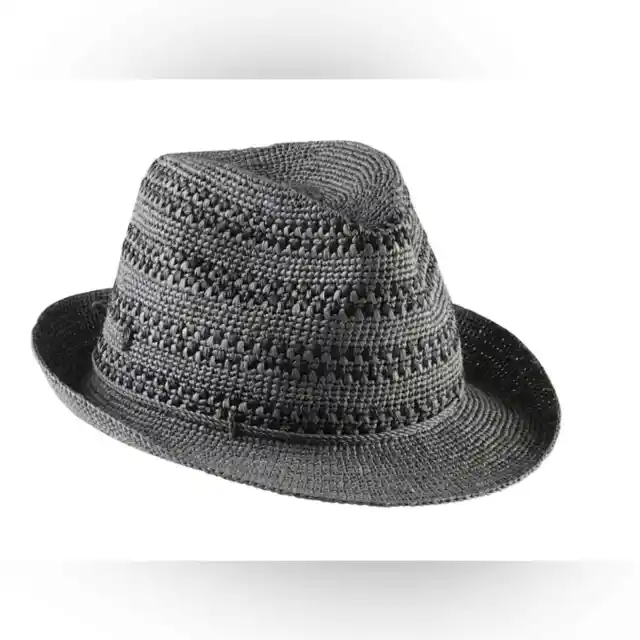 Helen Kaminski Timon Graphite Charcoal Raffia Fedora Hat