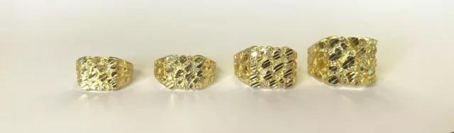 10K Yellow Gold Nugget Pinky Ring Mens Womens Small Medium Large XLarge XXL