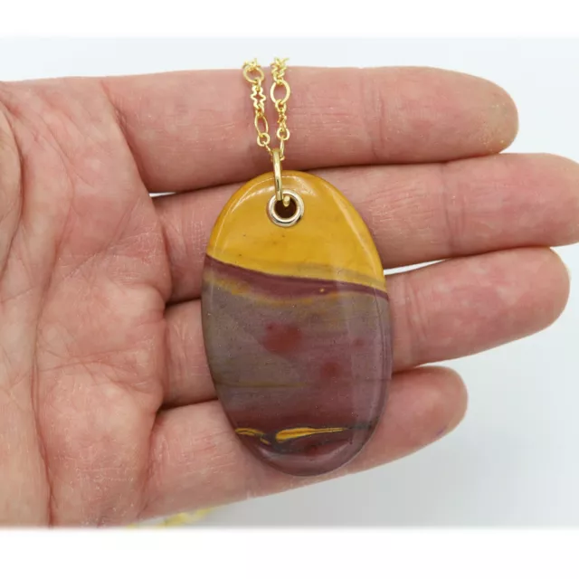 Radiolarite Ciondolo - Naturale Guarire Pietra Collana Gioielli Rosso/Giallo (#8