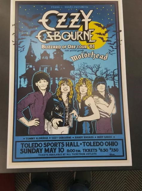 Ozzy Osbourne Blizzard of Ozz 1981 Tour Poster. Perfect condition REPRODUCTION