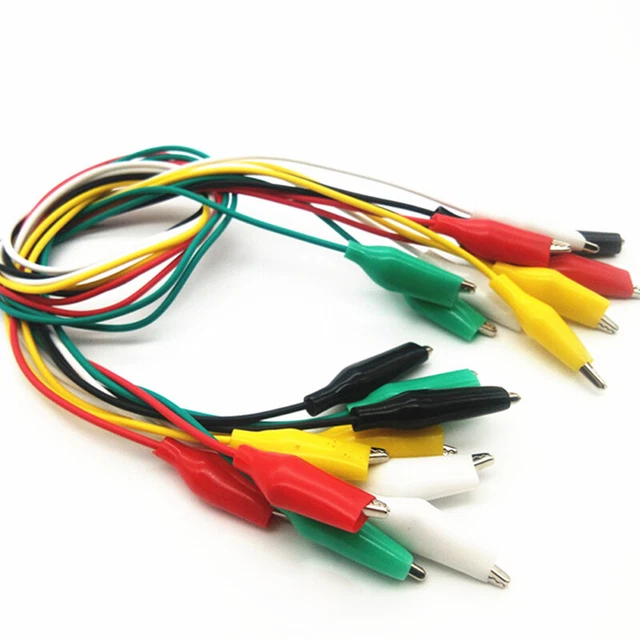 10 pz clip alligatore cavi elettrici fai da te alligatore coccodrillo a doppia estremità ~^