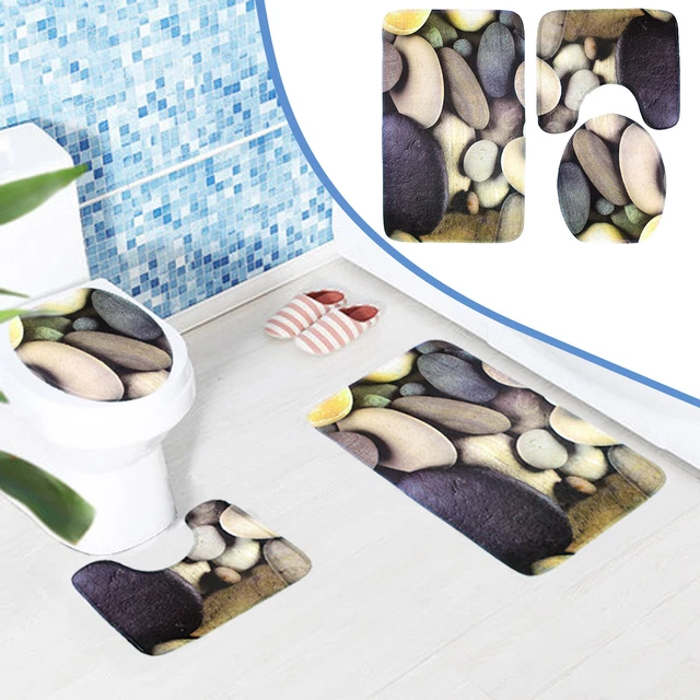 Alfombra antideslizante con estampado en piedra 3D alfombra lavable no súper peluda