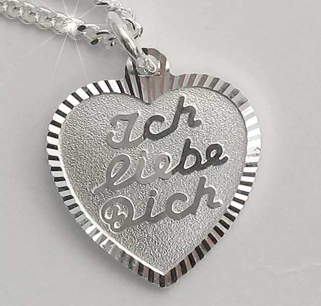 Herz Anhänger mit  Ich liebe Dich Wunschgravur Name Datum Echt Silber 925 Kette